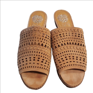 Vince Camuto slide sandals in tan nubuck